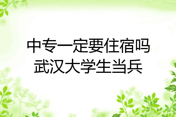 中专一定要住宿吗武汉大学生当兵