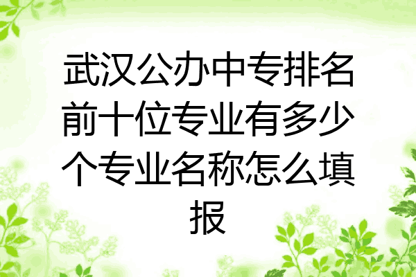 武汉公办中专排名前十位专业有多少个专业名称怎么填报