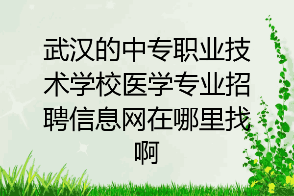 武汉的中专职业技术学校医学专业招聘信息网在哪里找啊