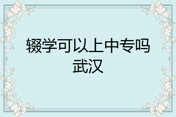 辍学可以上中专吗武汉