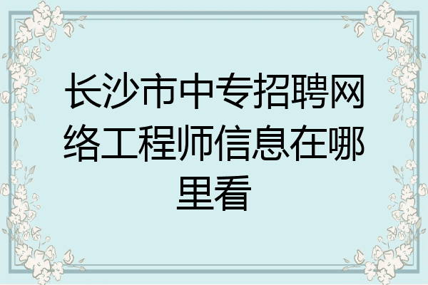 长沙市中专招聘网络工程师信息在哪里看