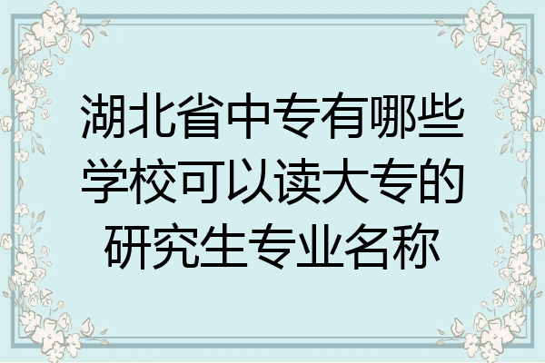 湖北省中专有哪些学校可以读大专的研究生专业名称
