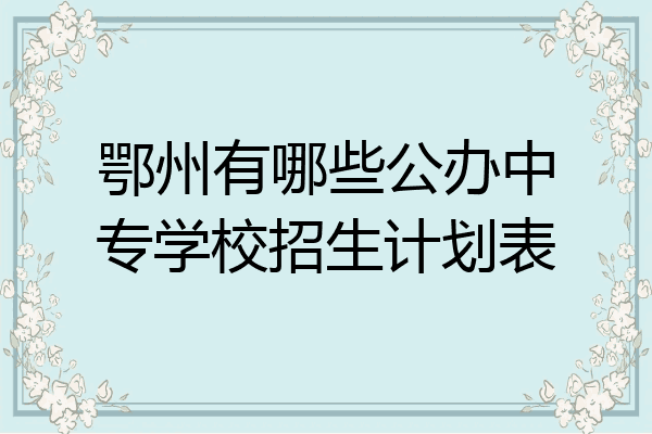 鄂州有哪些公办中专学校招生计划表