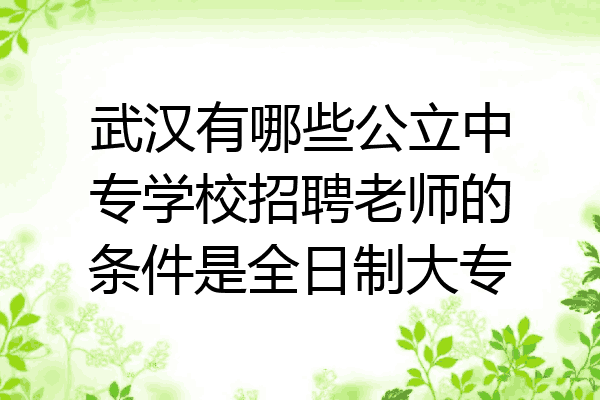 武汉有哪些公立中专学校招聘老师的条件是全日制大专