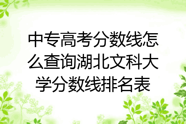 中专高考分数线怎么查询湖北文科大学分数线排名表