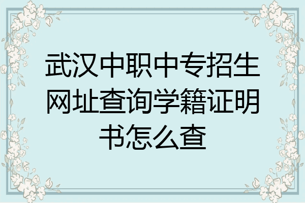 武汉中职中专招生网址查询学籍证明书怎么查