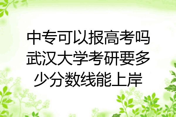 中专可以报高考吗武汉大学考研要多少分数线能上岸