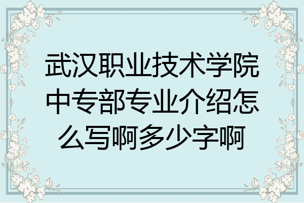 武汉职业技术学院中专部专业介绍怎么写啊多少字啊
