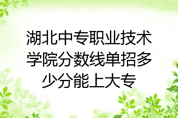 湖北中专职业技术学院分数线单招多少分能上大专