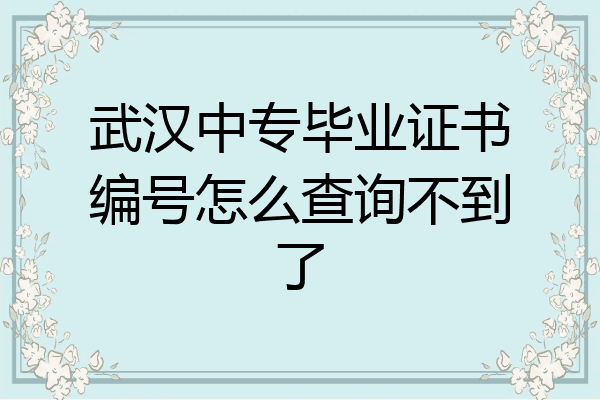 武汉中专毕业证书编号怎么查询不到了