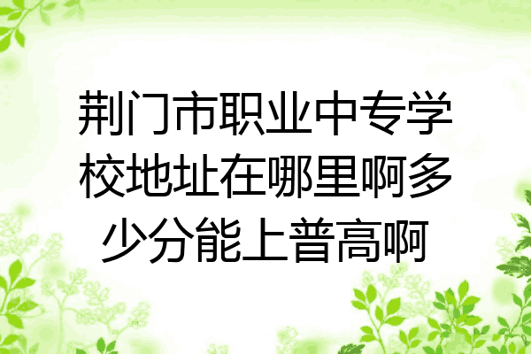 荆门市职业中专学校地址在哪里啊多少分能上普高啊