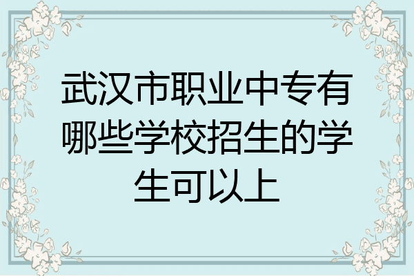 武汉市职业中专有哪些学校招生的学生可以上