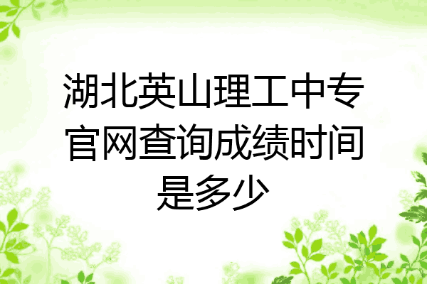 湖北英山理工中专官网查询成绩时间是多少