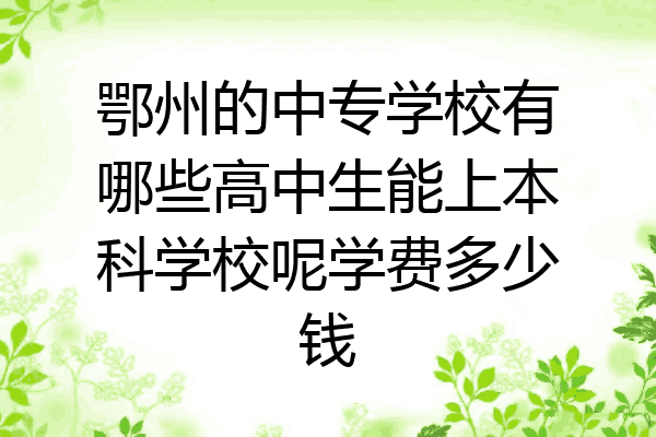 鄂州的中专学校有哪些高中生能上本科学校呢学费多少钱