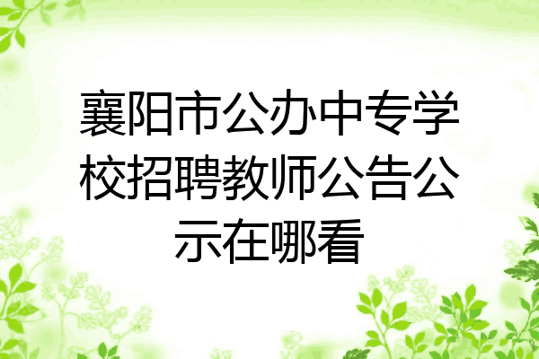 襄阳市公办中专学校招聘教师公告公示在哪看