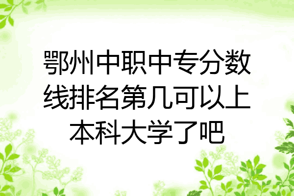 鄂州中职中专分数线排名第几可以上本科大学了吧