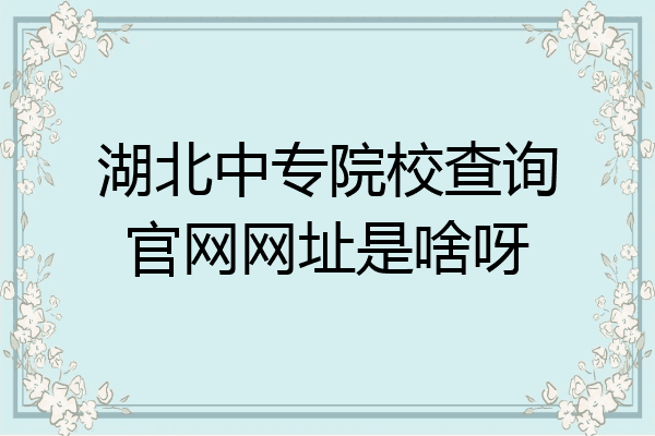 湖北中专院校查询官网网址是啥呀