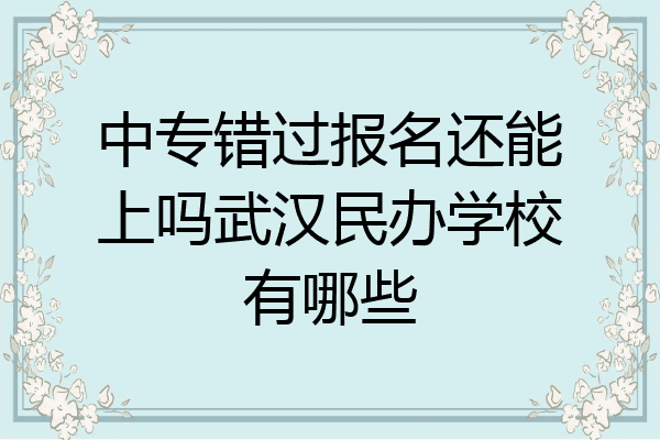 中专错过报名还能上吗武汉民办学校有哪些