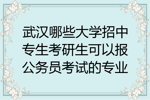 武汉哪些大学招中专生考研生可以报公务员考试的专业