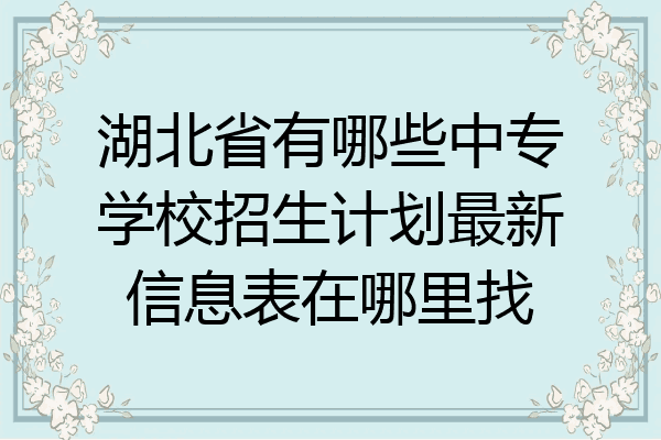 湖北省有哪些中专学校招生计划最新信息表在哪里找