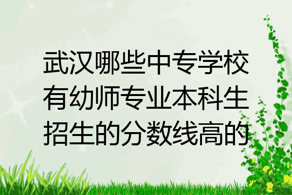 武汉哪些中专学校有幼师专业本科生招生的分数线高的