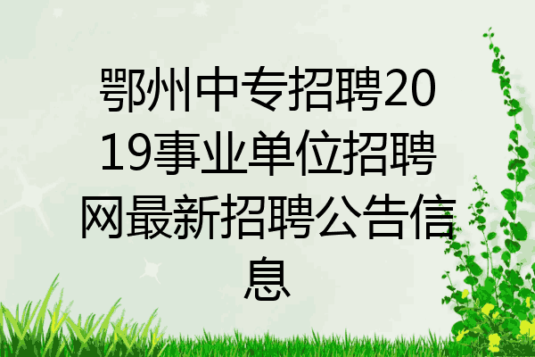 鄂州中专招聘2019事业单位招聘网最新招聘公告信息