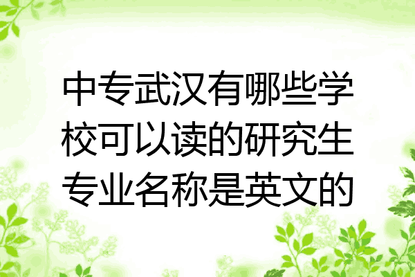 中专武汉有哪些学校可以读的研究生专业名称是英文的