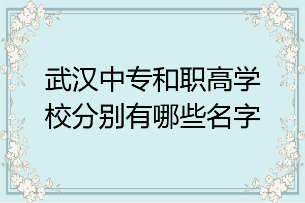 武汉中专和职高学校分别有哪些名字