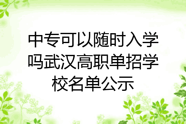 中专可以随时入学吗武汉高职单招学校名单公示