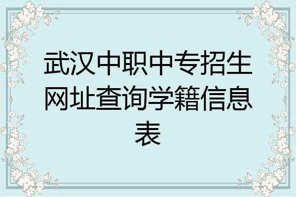武汉中职中专招生网址查询学籍信息表