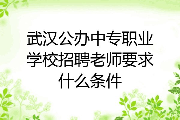 武汉公办中专职业学校招聘老师要求什么条件