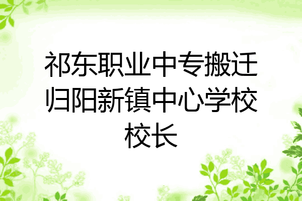 祁东职业中专搬迁归阳新镇中心学校校长