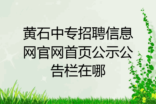 黄石中专招聘信息网官网首页公示公告栏在哪