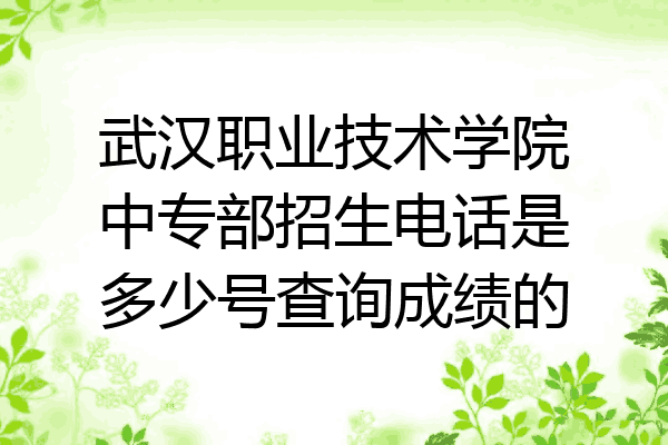 武汉职业技术学院中专部招生电话是多少号查询成绩的