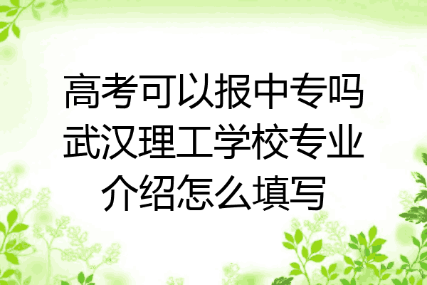 高考可以报中专吗武汉理工学校专业介绍怎么填写