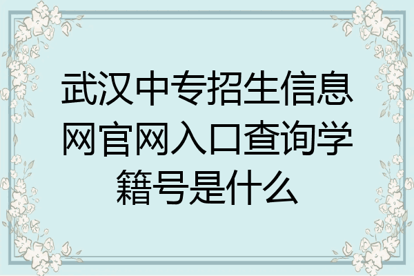 武汉中专招生信息网官网入口查询学籍号是什么