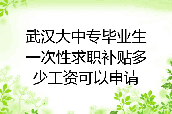 武汉大中专毕业生一次性求职补贴多少工资可以申请