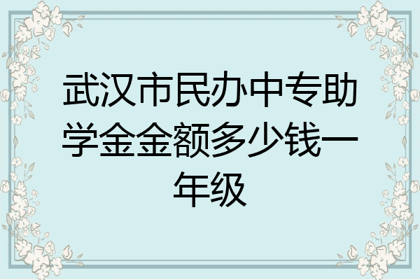 武汉市民办中专助学金金额多少钱一年级