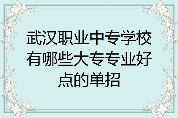武汉职业中专学校有哪些大专专业好点的单招