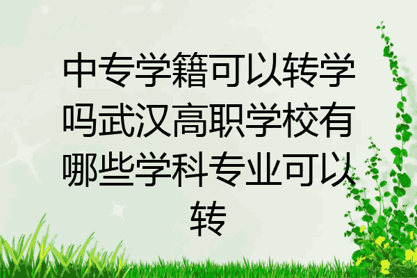 中专学籍可以转学吗武汉高职学校有哪些学科专业可以转