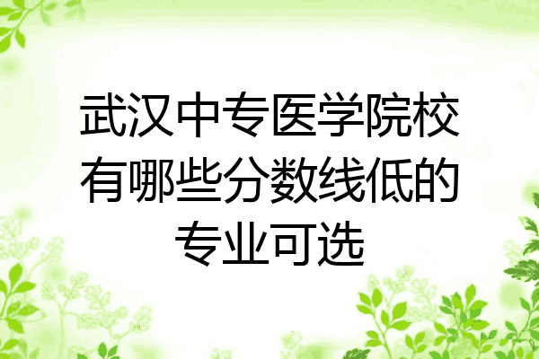 武汉中专医学院校有哪些分数线低的专业可选