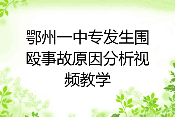 鄂州一中专发生围殴事故原因分析视频教学