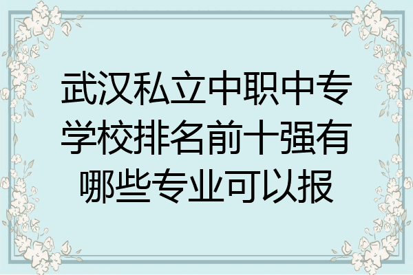 武汉私立中职中专学校排名前十强有哪些专业可以报