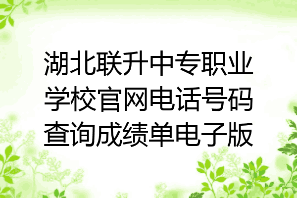 湖北联升中专职业学校官网电话号码查询成绩单电子版