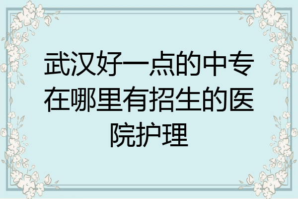 武汉好一点的中专在哪里有招生的医院护理
