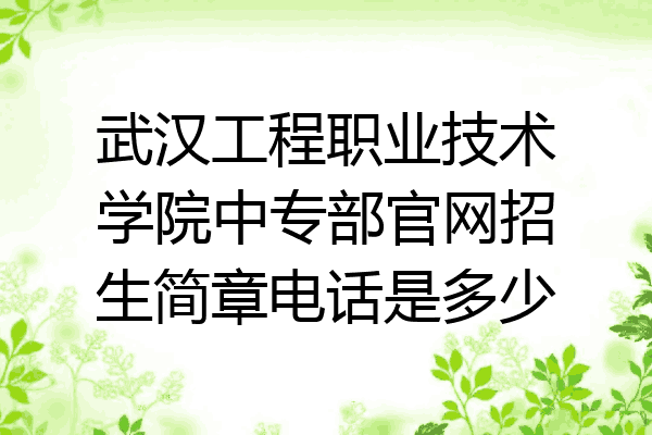 武汉工程职业技术学院中专部官网招生简章电话是多少