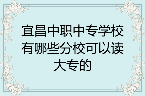 宜昌中职中专学校有哪些分校可以读大专的