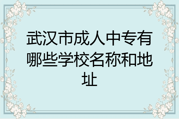 武汉市成人中专有哪些学校名称和地址