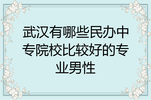 武汉有哪些民办中专院校比较好的专业男性