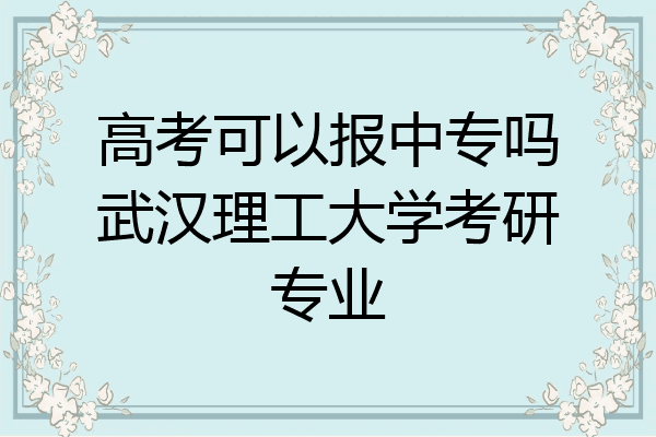 高考可以报中专吗武汉理工大学考研专业